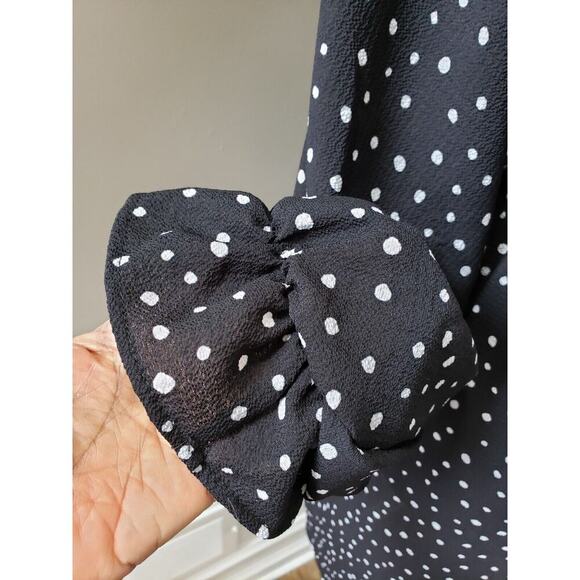 Miss U Women's Black Ruffle Polyester V-Neck Long Sleeve Knee Length Dress Small - Picture 5 of 12